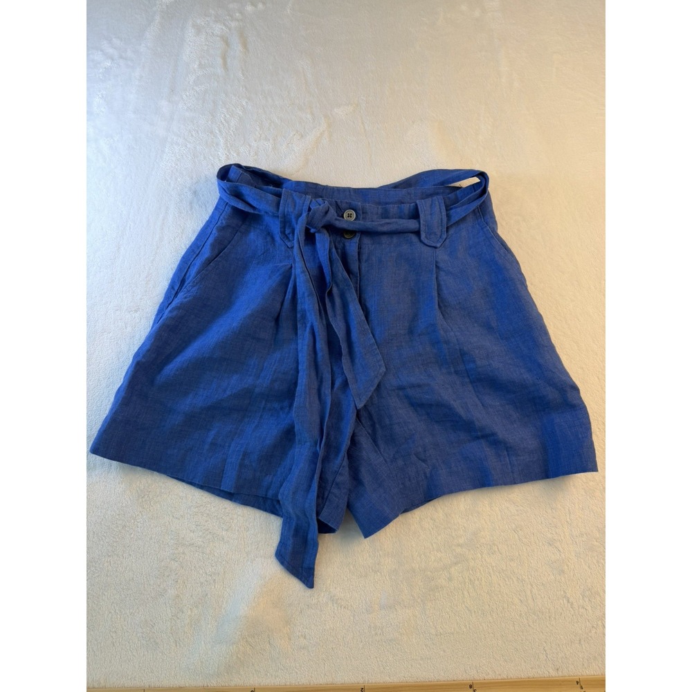 J.McLaughlin 100% Linen Blue Vacation Beach Shorts Blue Women's Sz Small/2
